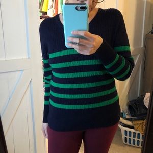 Striped sweater navy and green. Brand new.